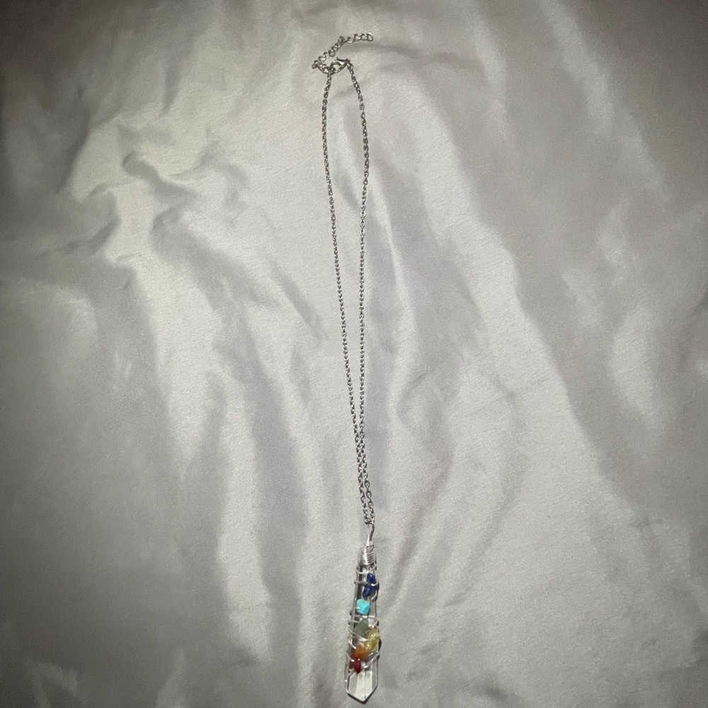 Chakra Necklace with Multicolor Crystal Pendant